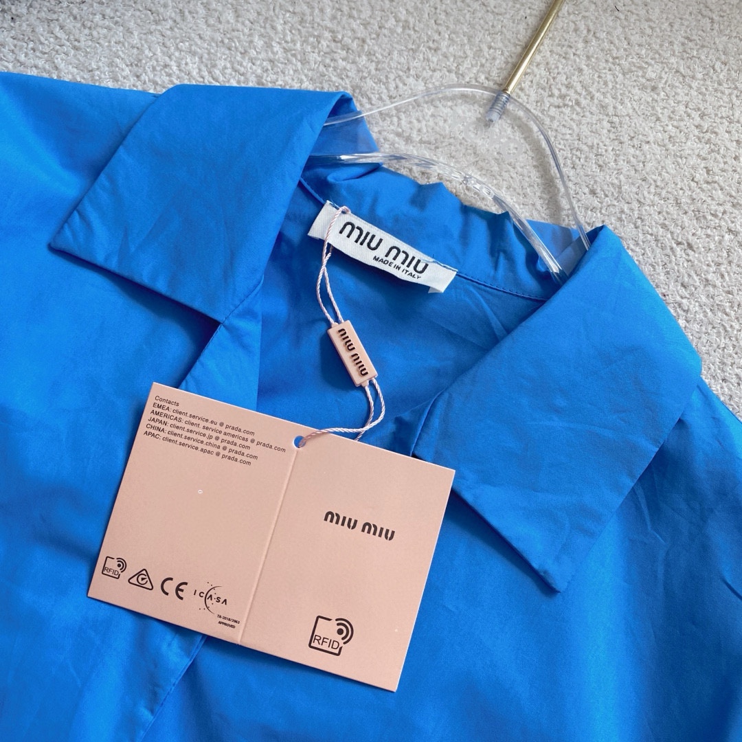 M style Embroidered Lettering Pocket Cotton Poplin Long Sleeve Shirt