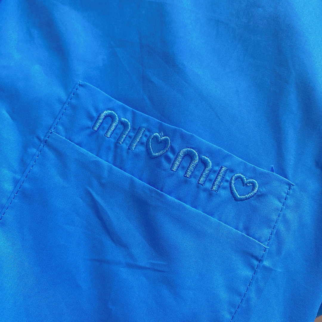 M style Embroidered Lettering Pocket Cotton Poplin Long Sleeve Shirt