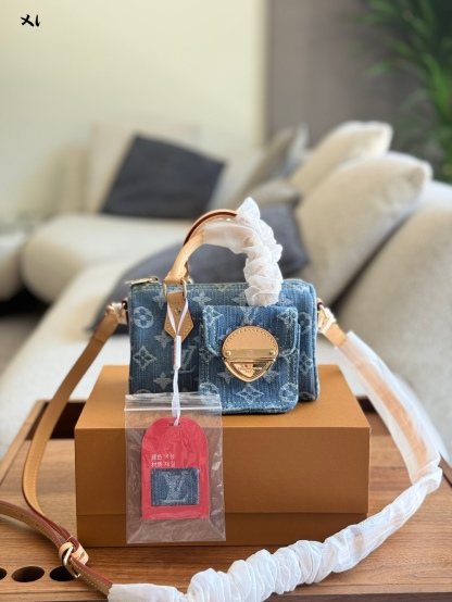Vintage denim small pillow denim bag 17*10cm