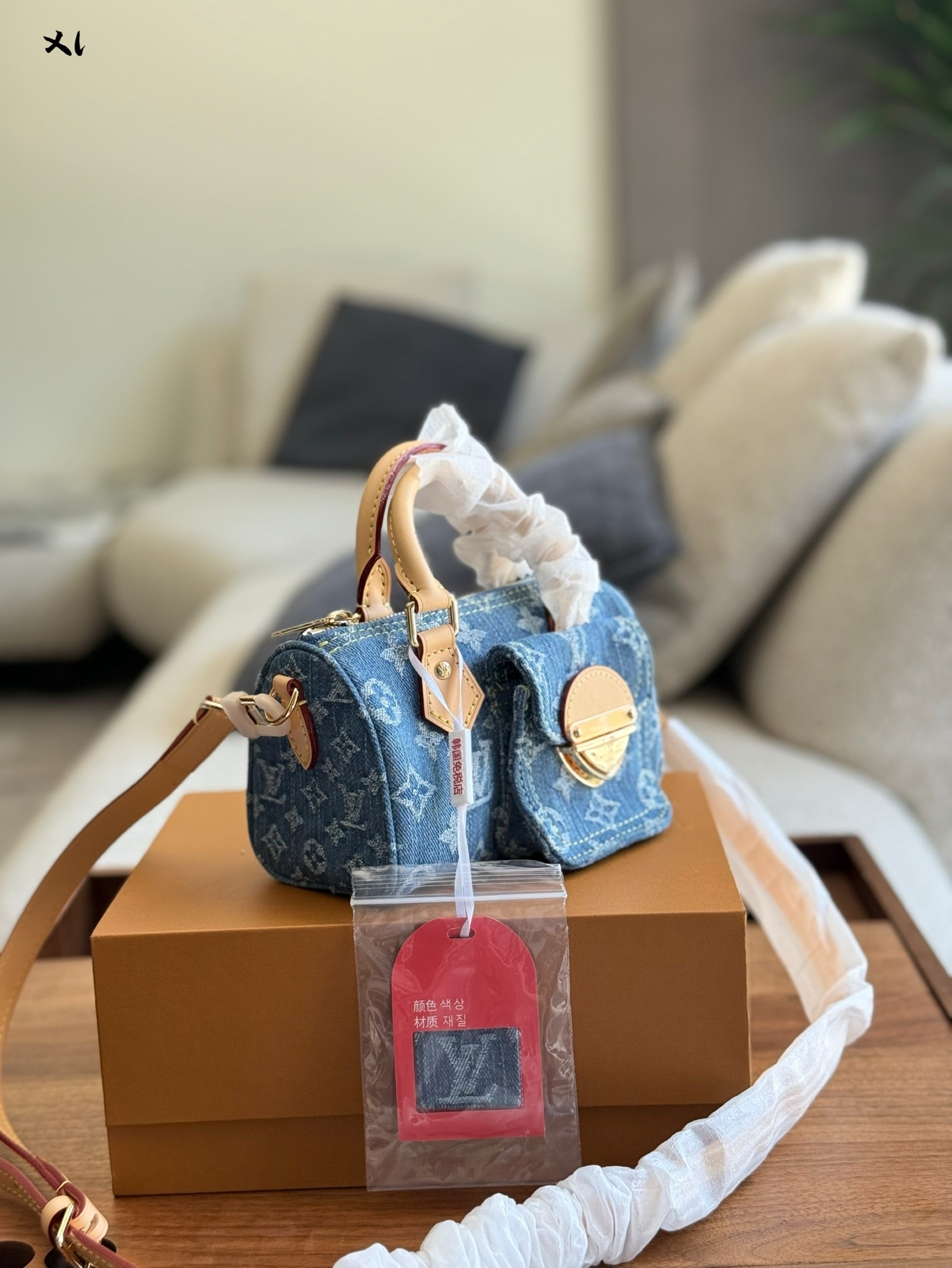 Vintage denim small pillow denim bag 17*10cm