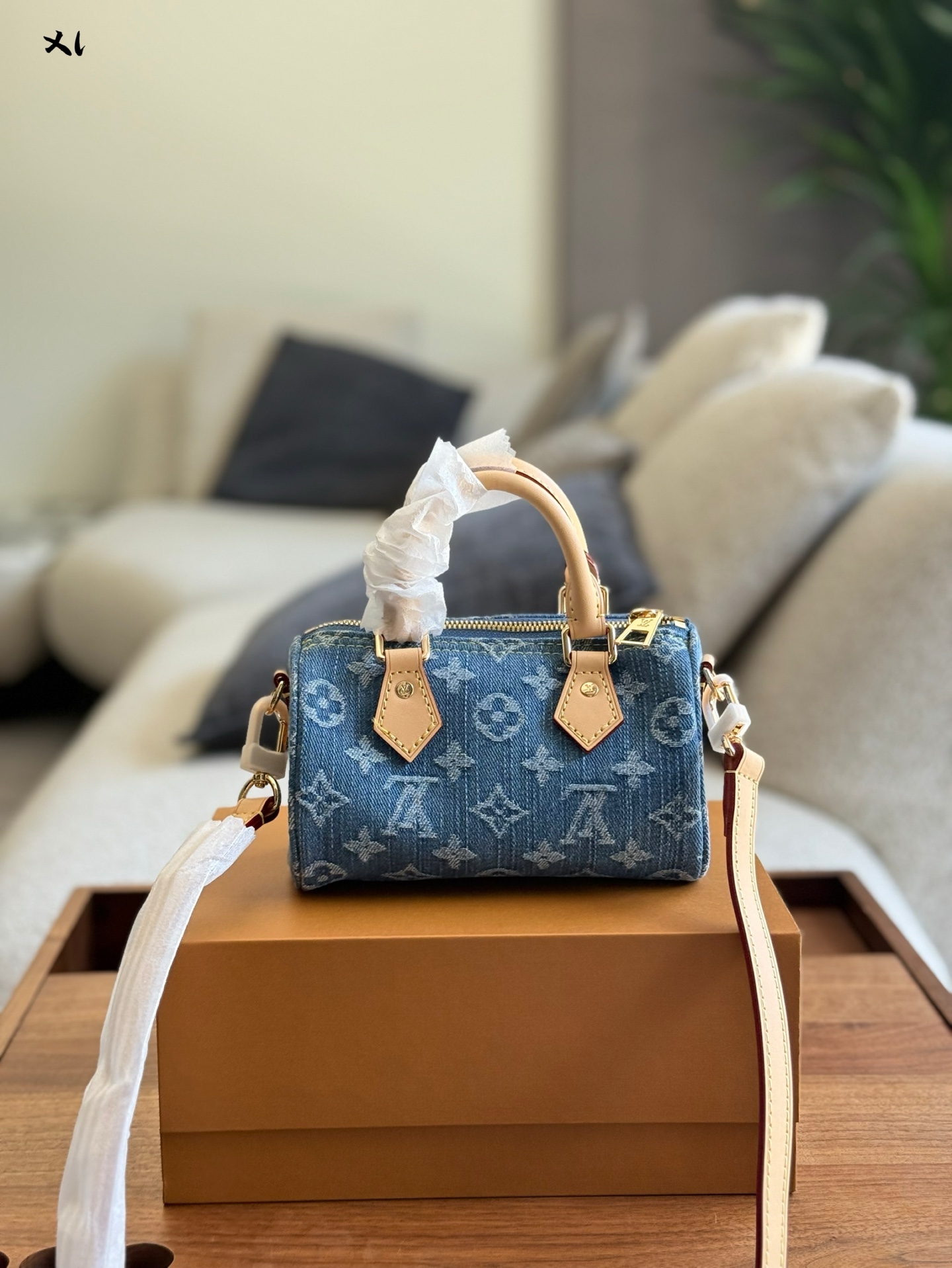 Vintage denim small pillow denim bag 17*10cm