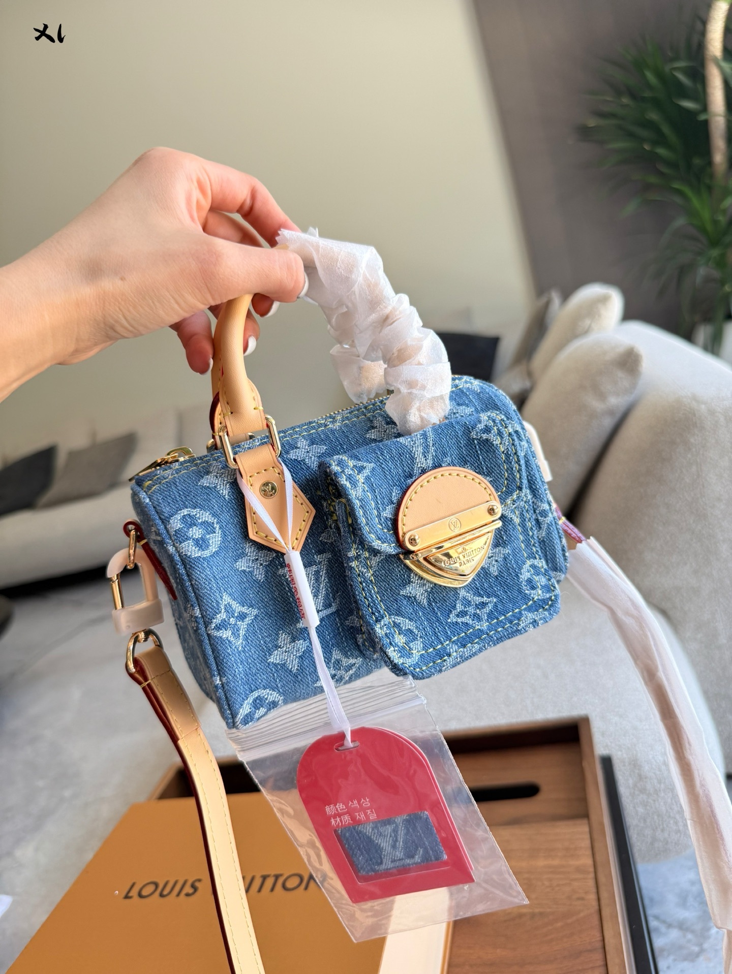 Vintage denim small pillow denim bag 17*10cm