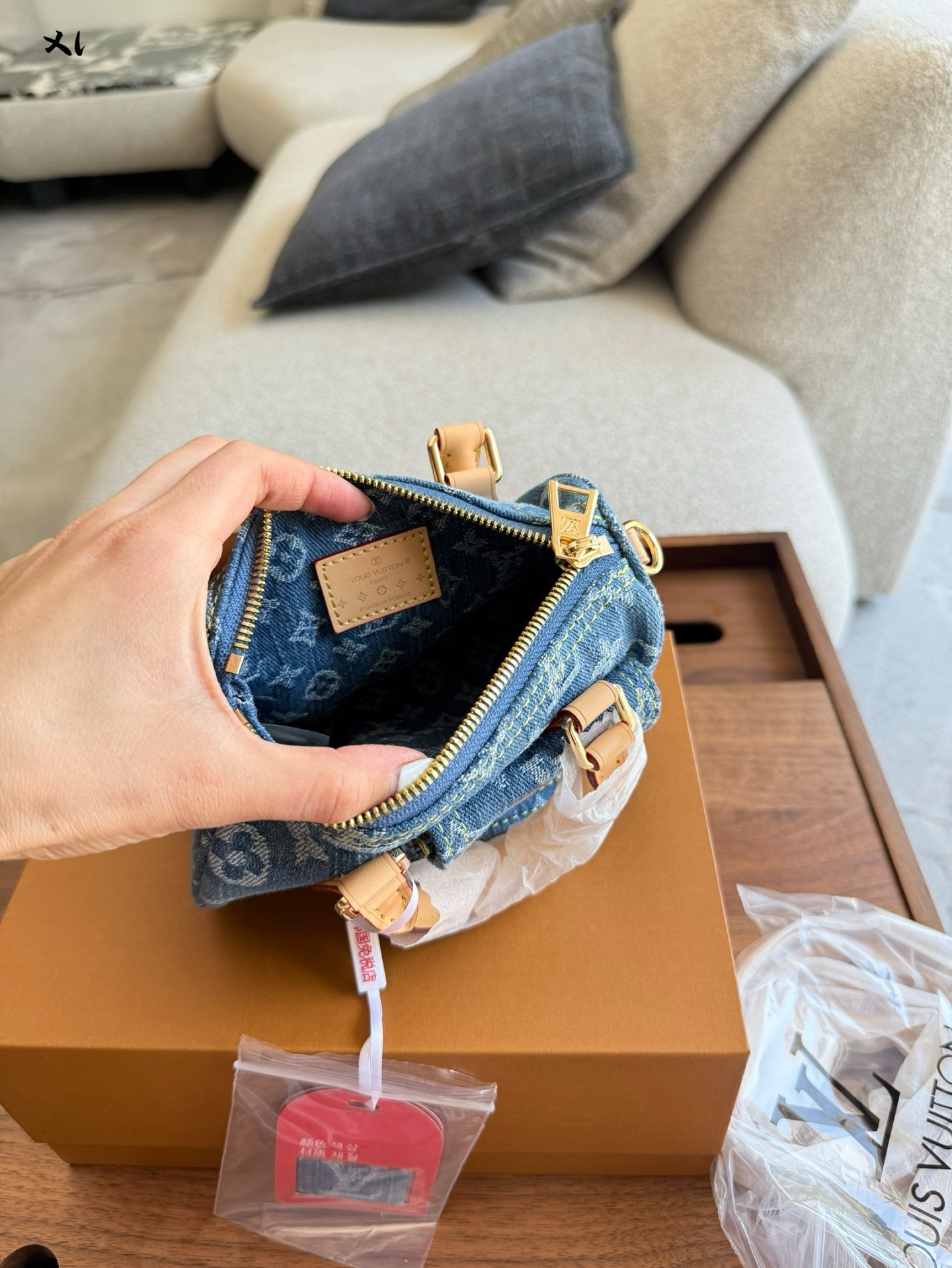 Vintage denim small pillow denim bag 17*10cm