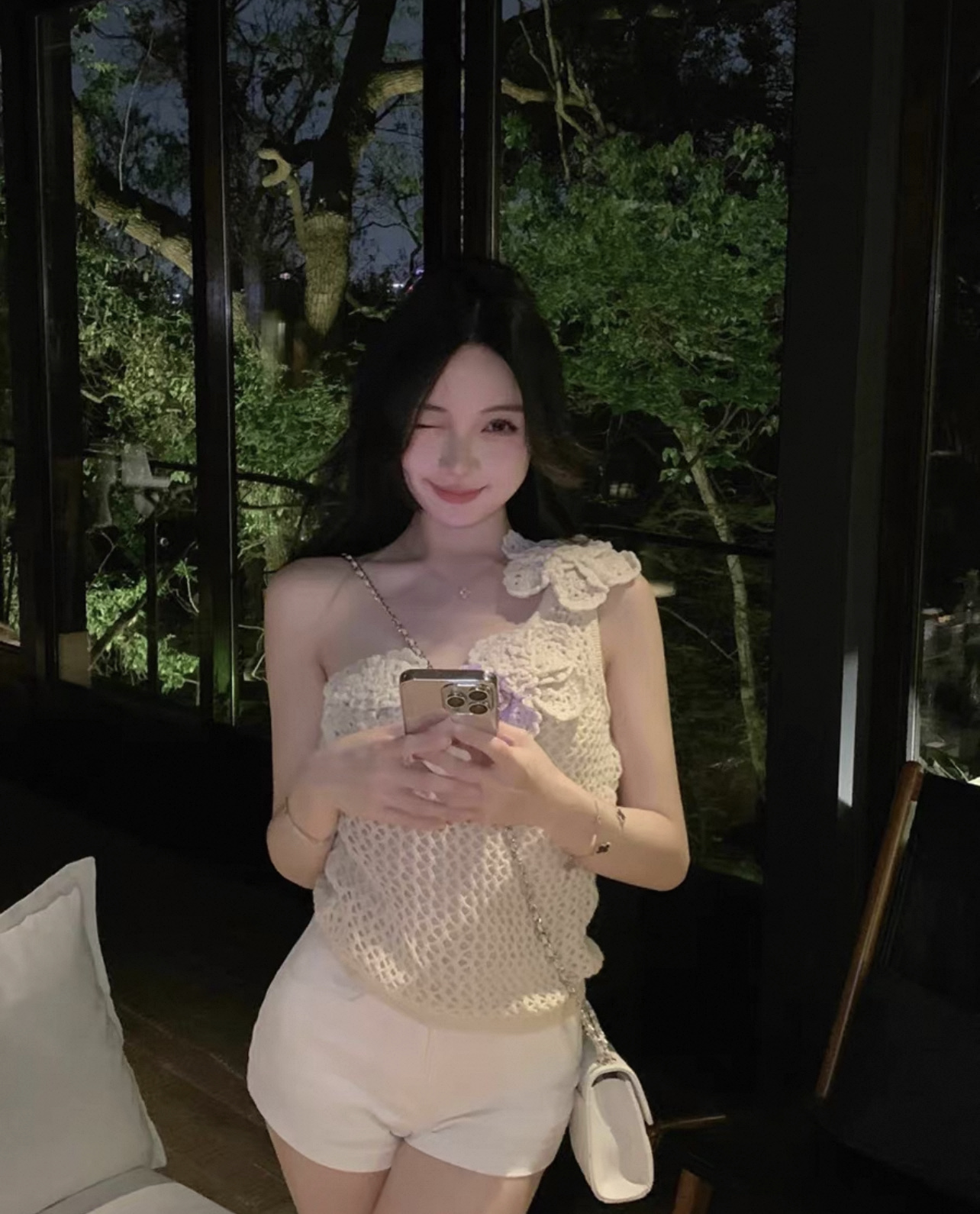 Off-shoulder knit top