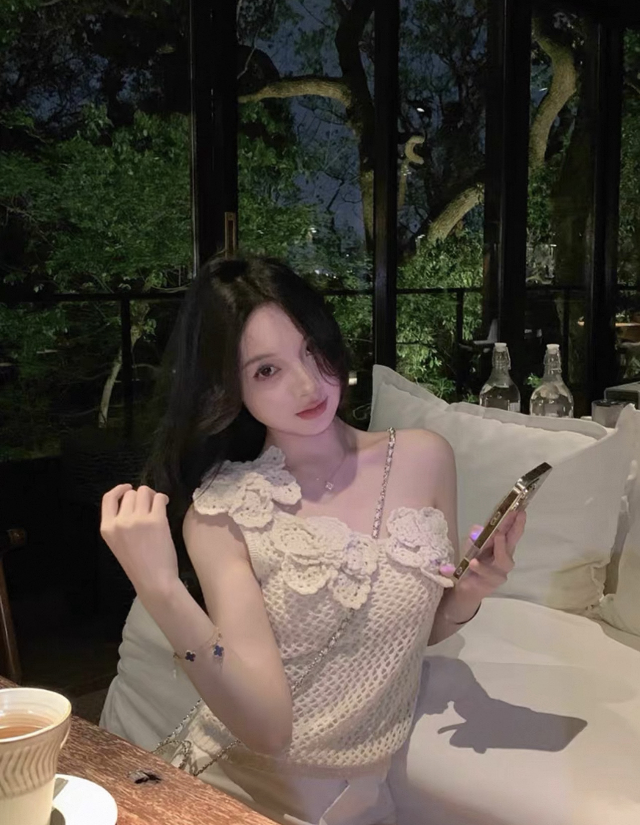 Off-shoulder knit top