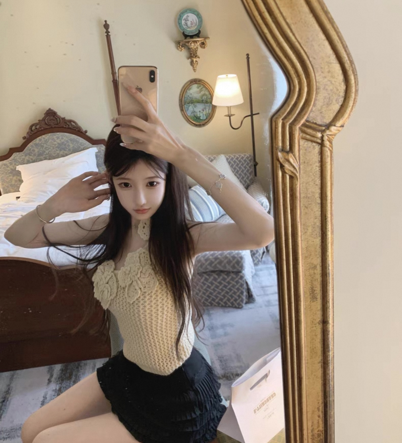 Off-shoulder knit top