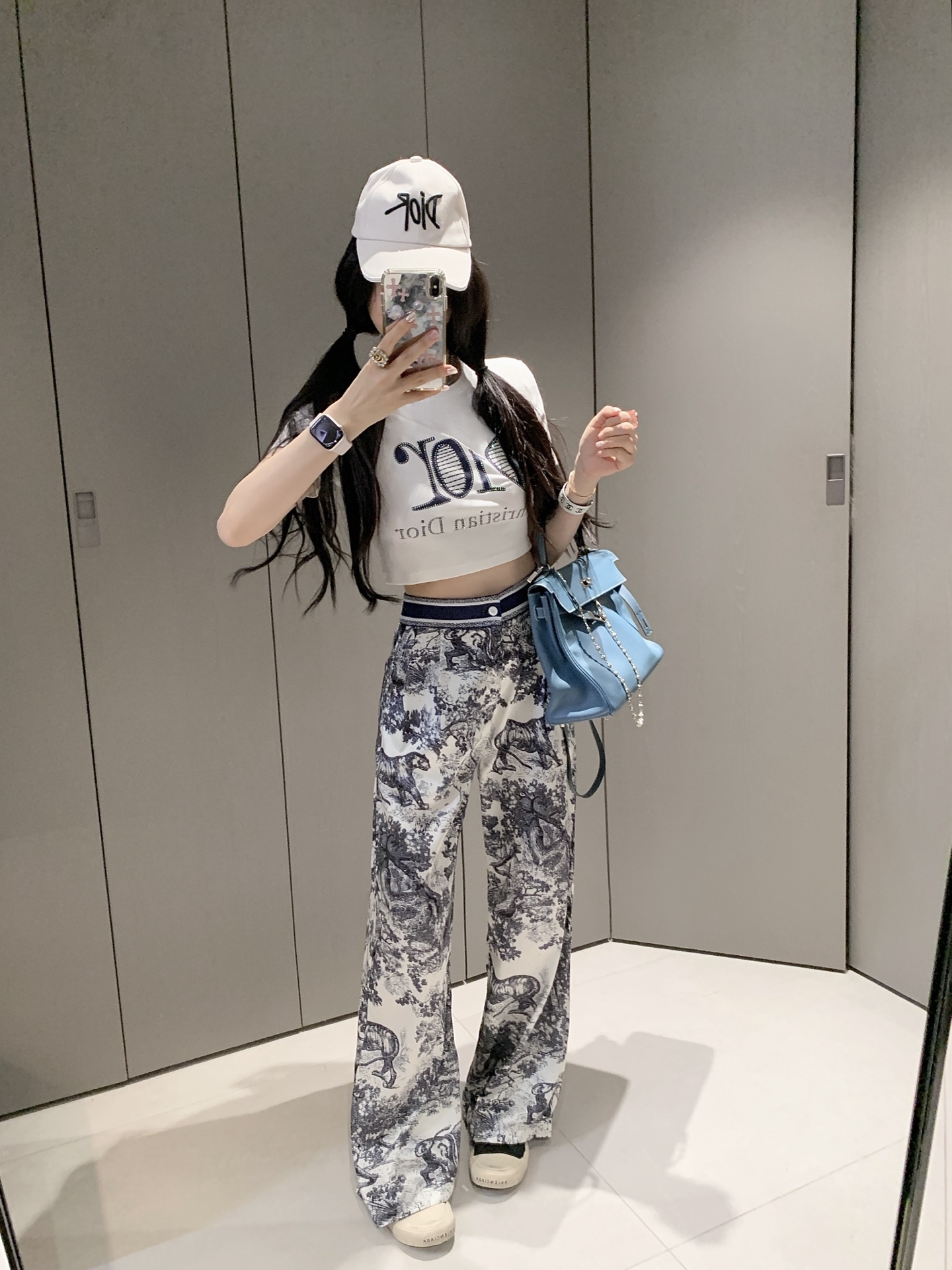 Short-sleeved high-waisted trousers suit