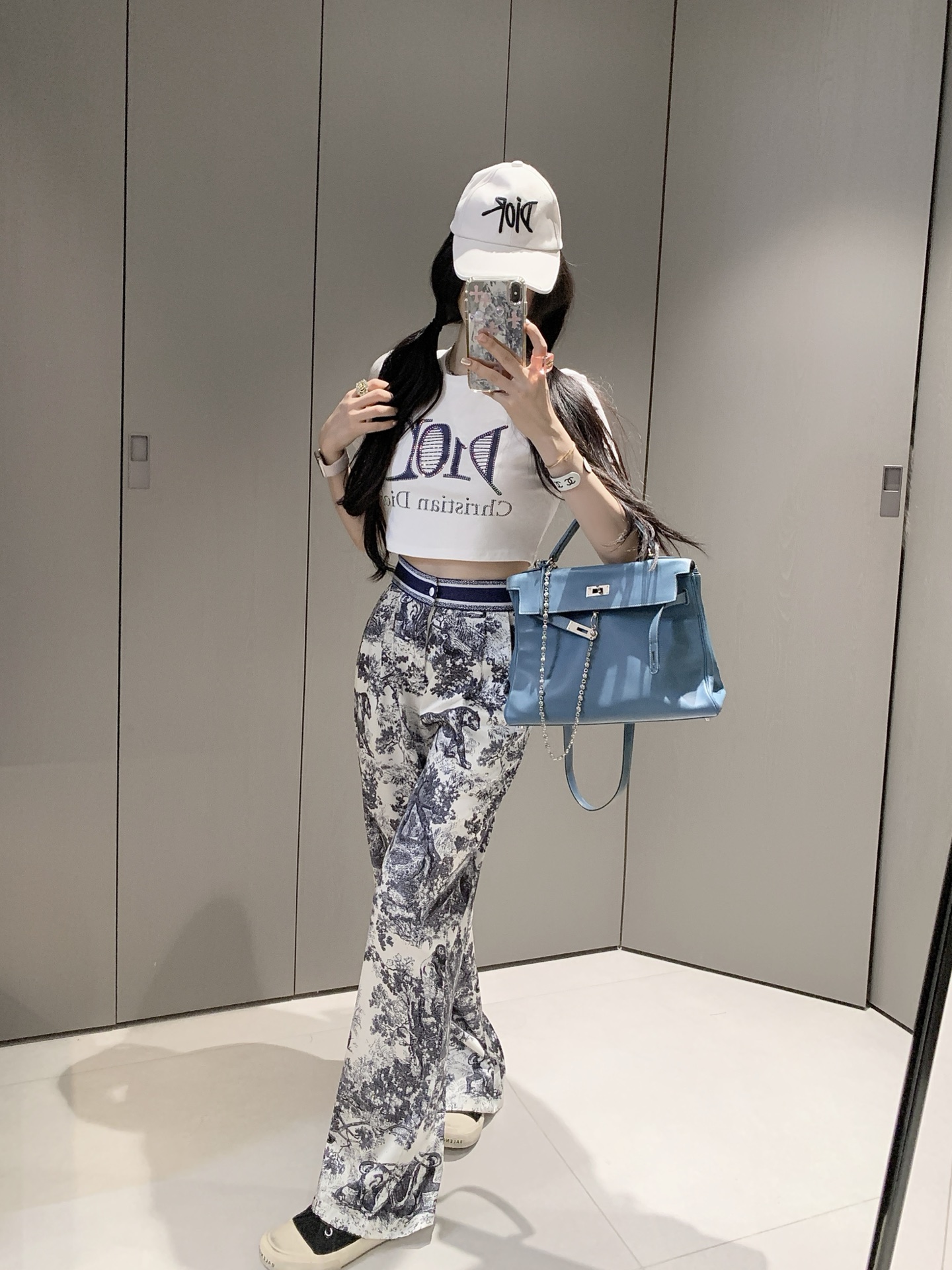 Short-sleeved high-waisted trousers suit