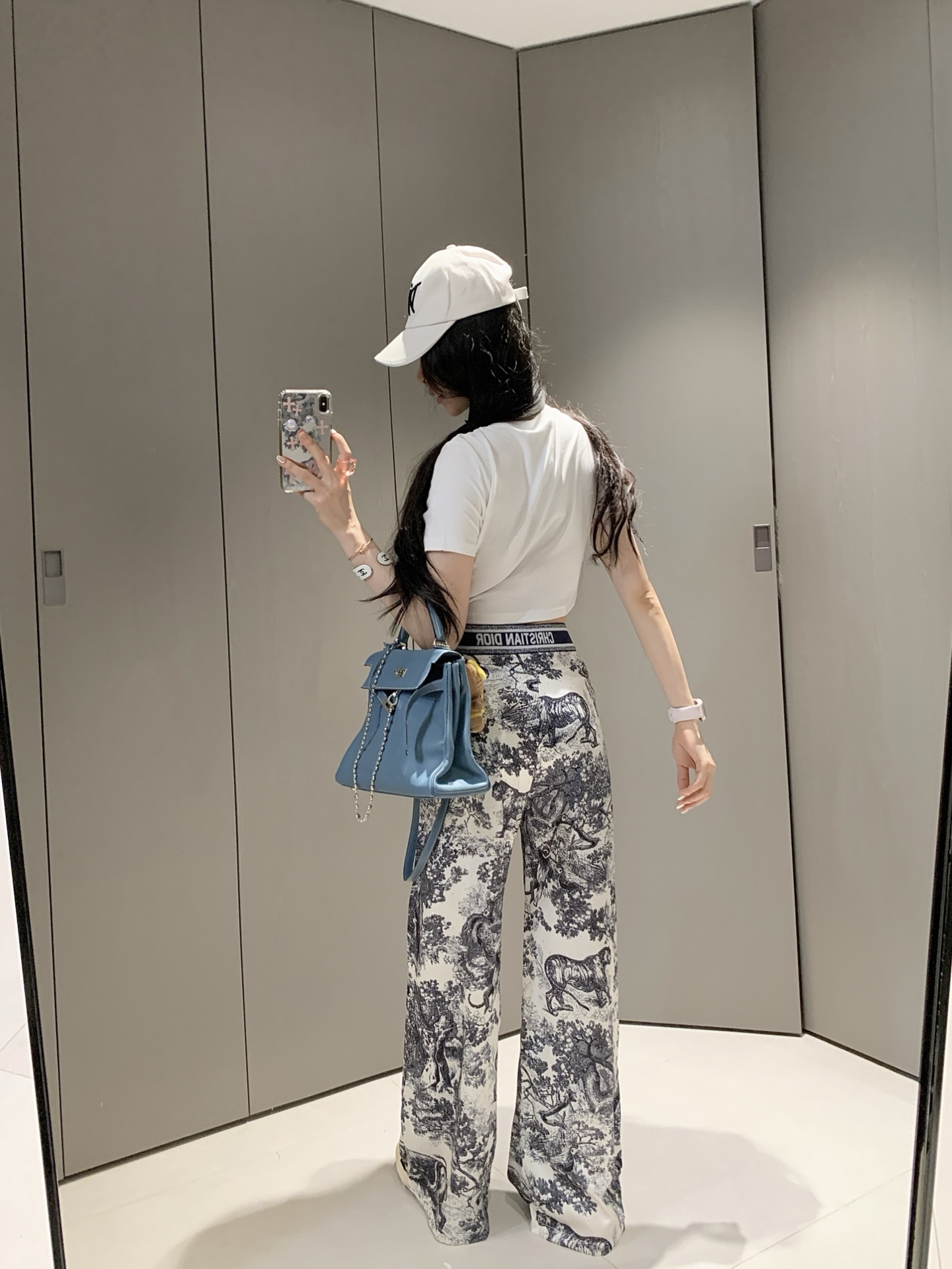 Short-sleeved high-waisted trousers suit