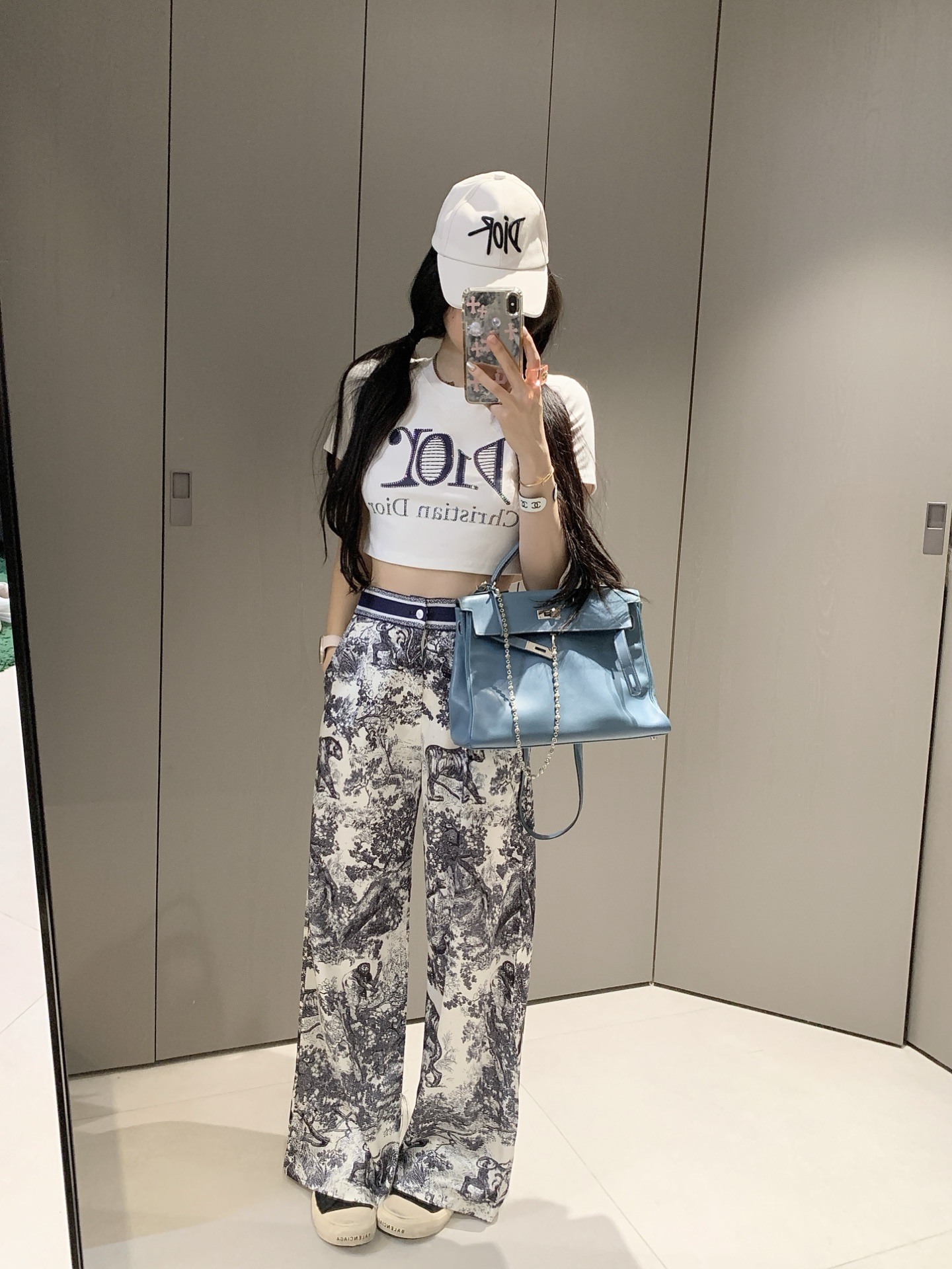 Short-sleeved high-waisted trousers suit