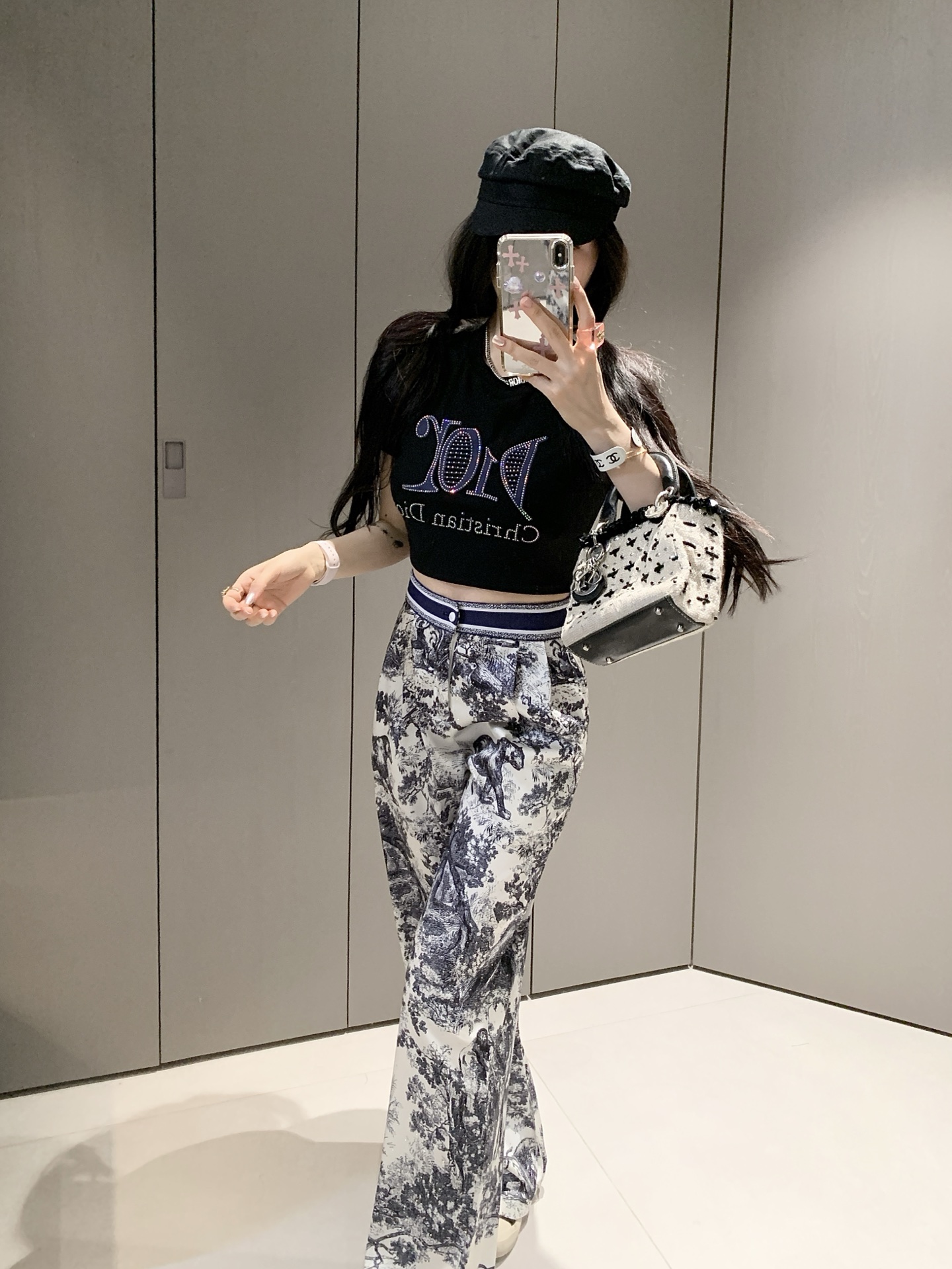 Short-sleeved high-waisted trousers suit