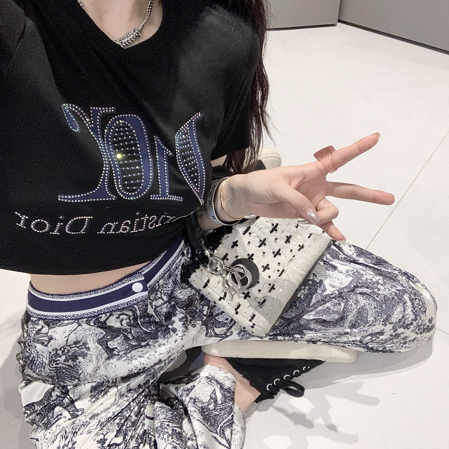 Short-sleeved high-waisted trousers suit