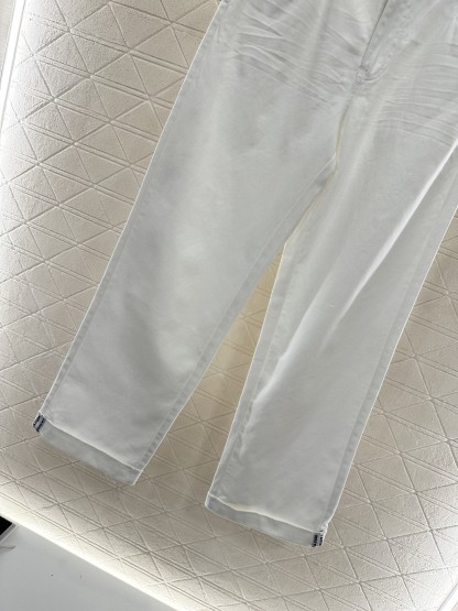 Denim webbing straight pants