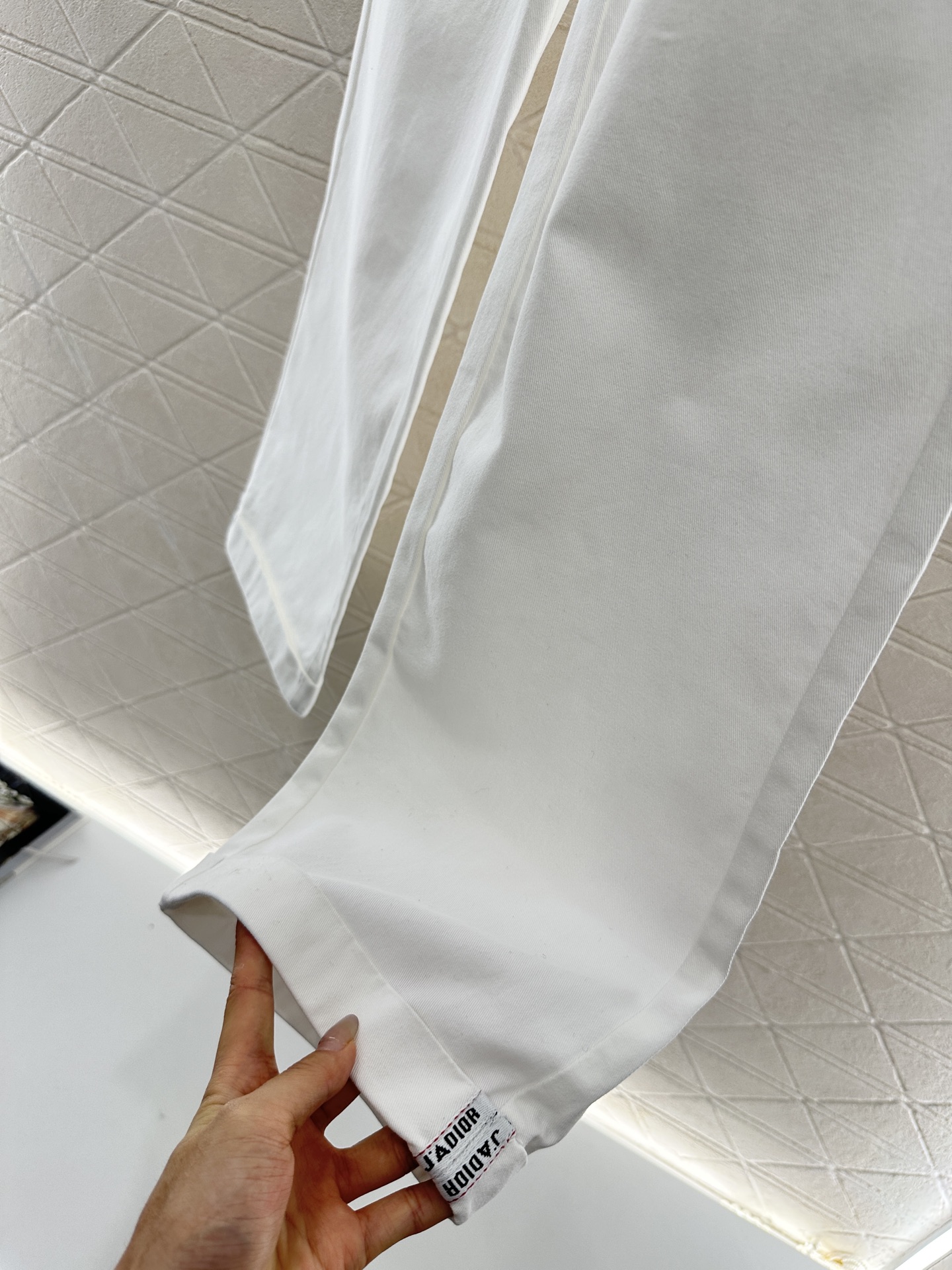 Denim webbing straight pants