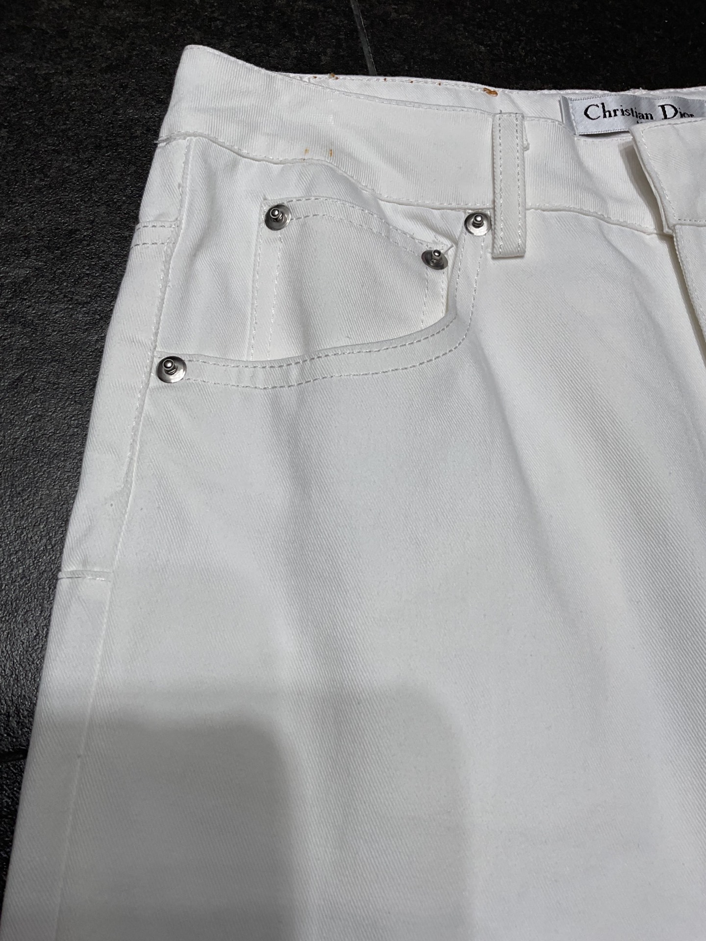 Denim webbing straight pants