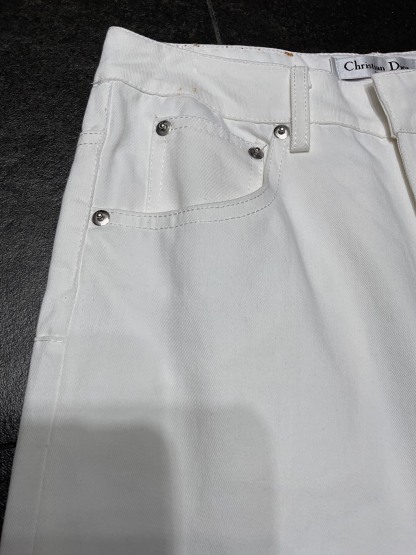 Denim webbing straight pants