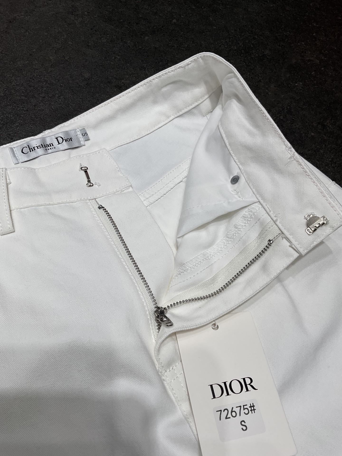 Denim webbing straight pants