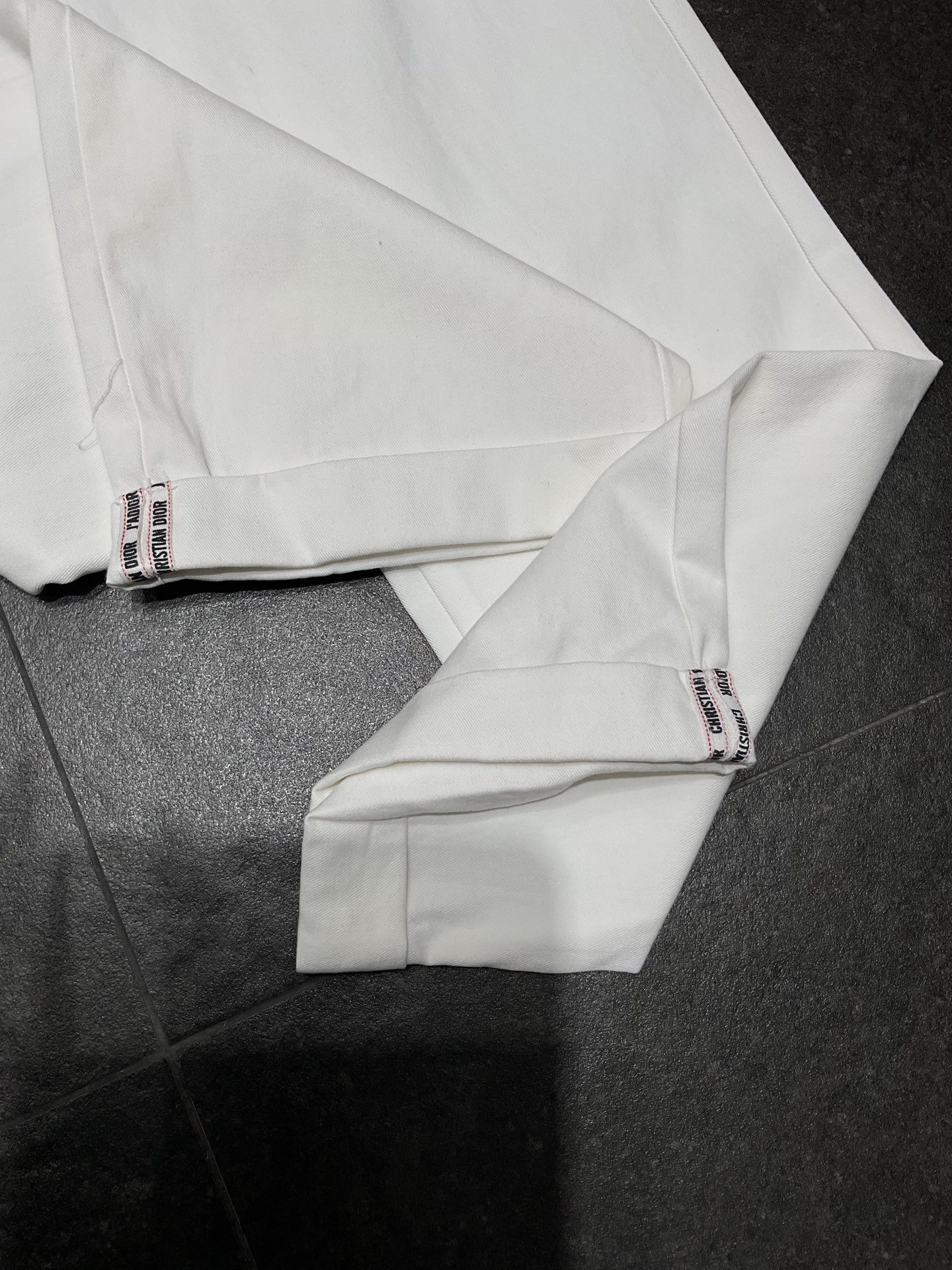 Denim webbing straight pants