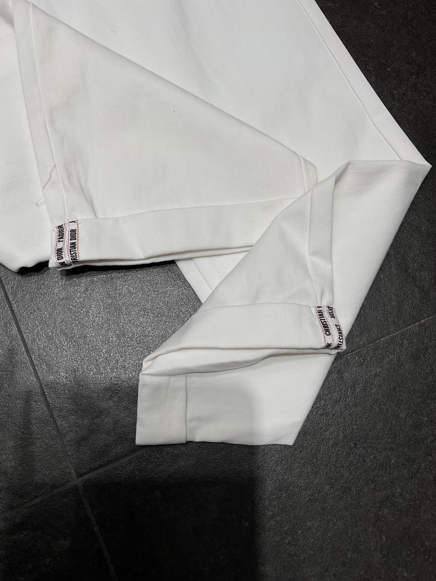 Denim webbing straight pants