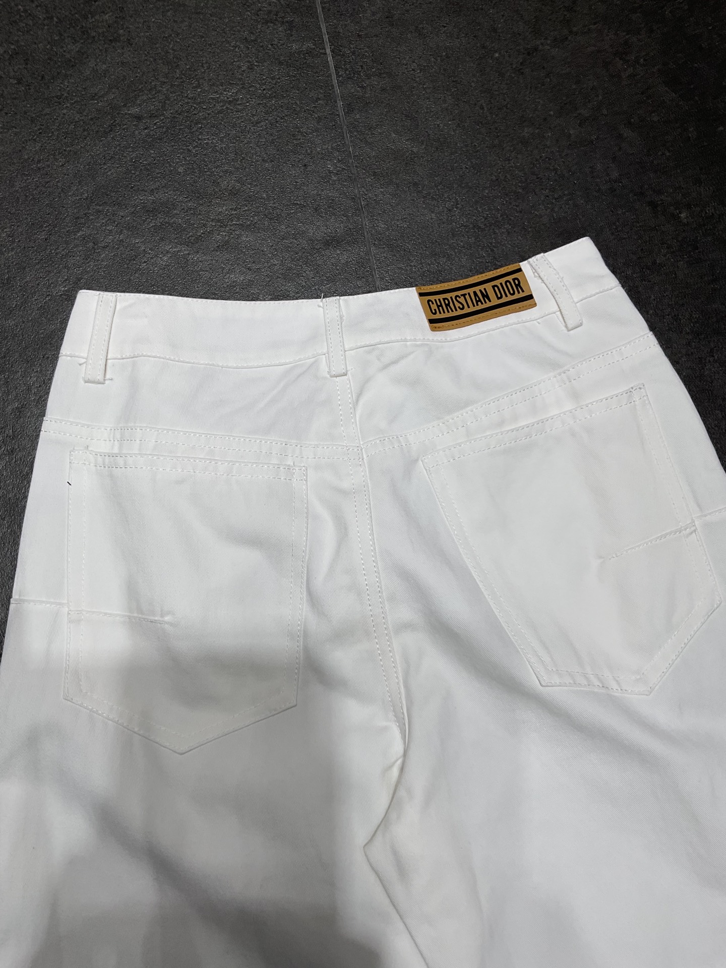 Denim webbing straight pants