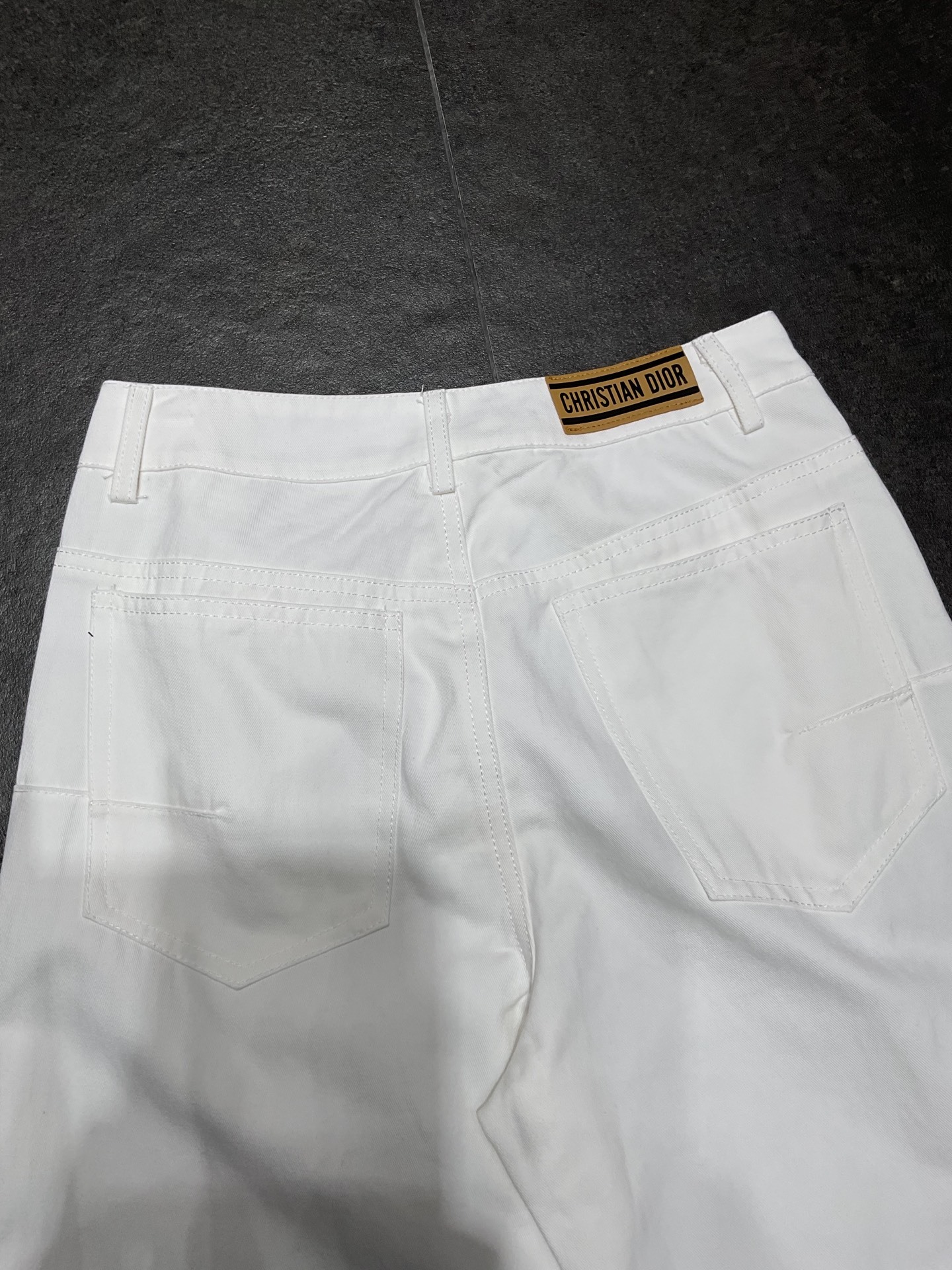 Denim webbing straight pants