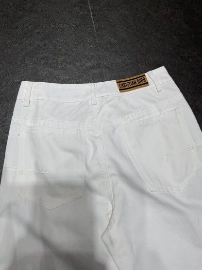 Denim webbing straight pants