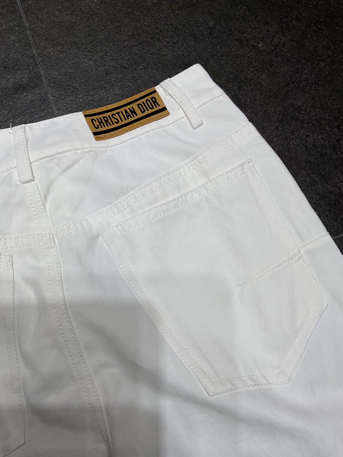 Denim webbing straight pants