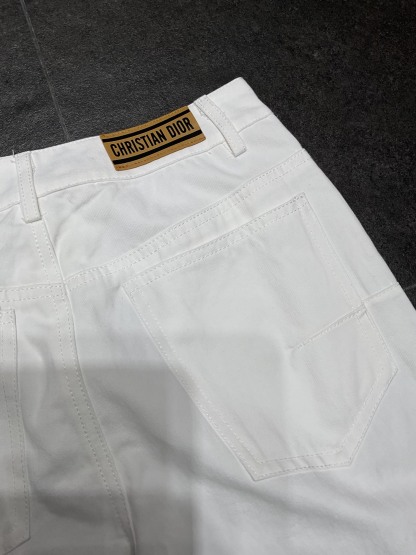 Denim webbing straight pants