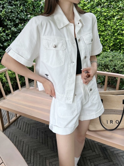 Denim jacket and shorts set