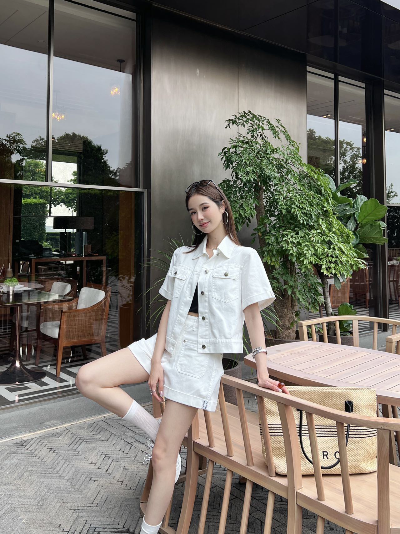 Denim jacket and shorts set