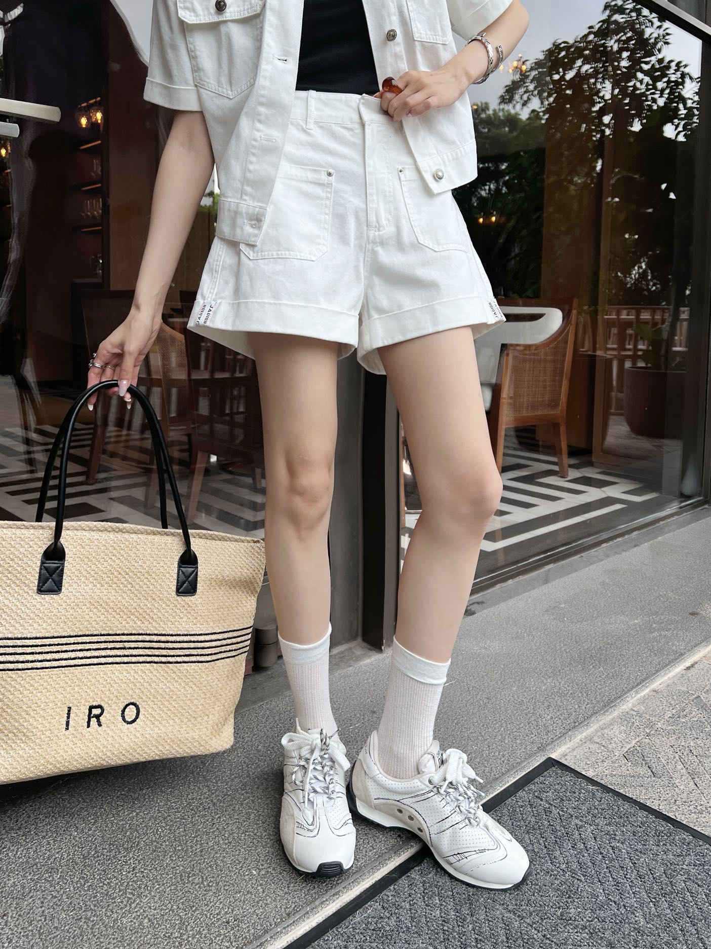 Denim jacket and shorts set