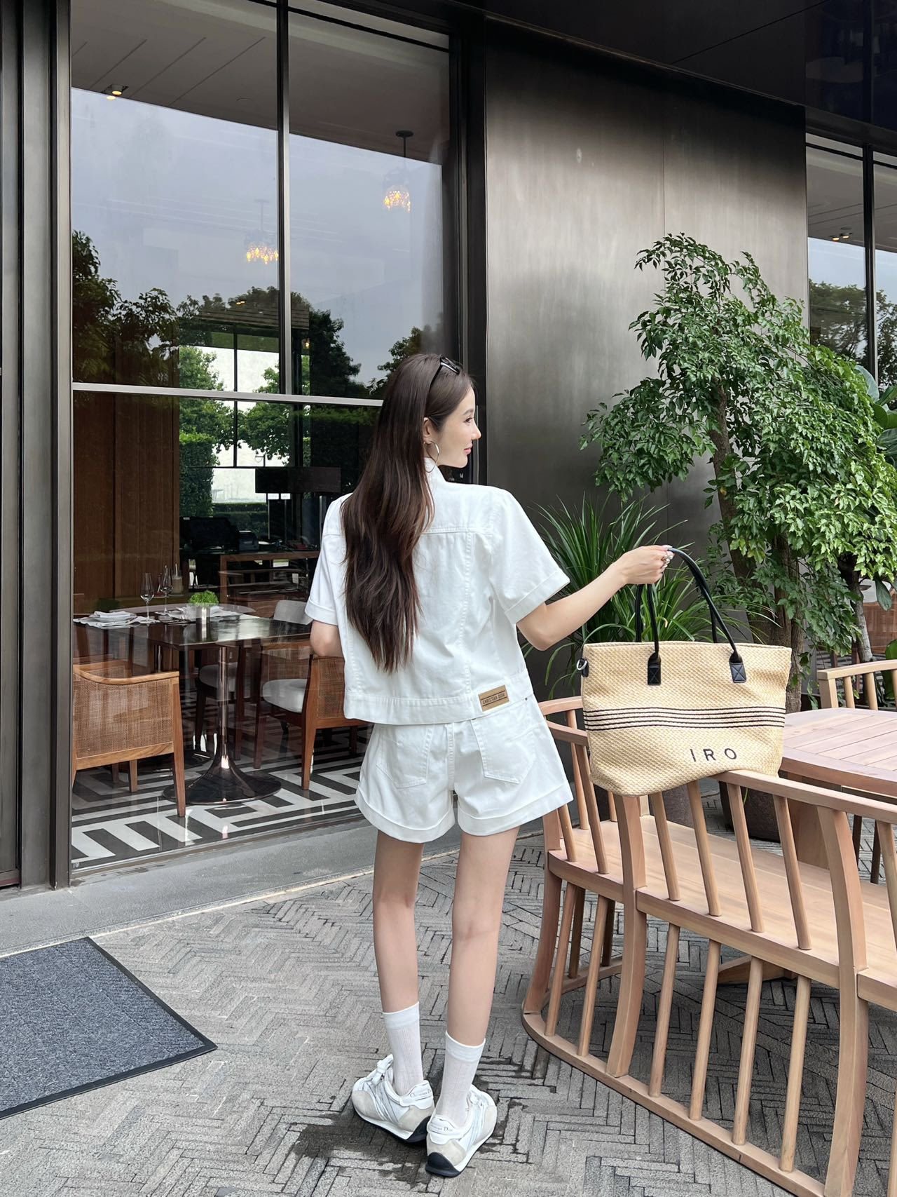 Denim jacket and shorts set