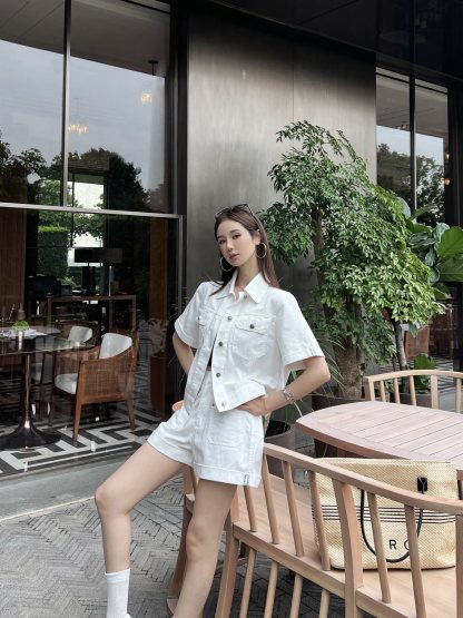 Denim jacket and shorts set