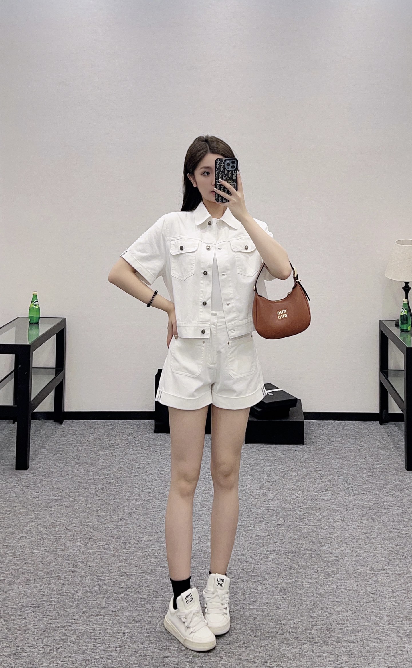 Denim jacket and shorts set