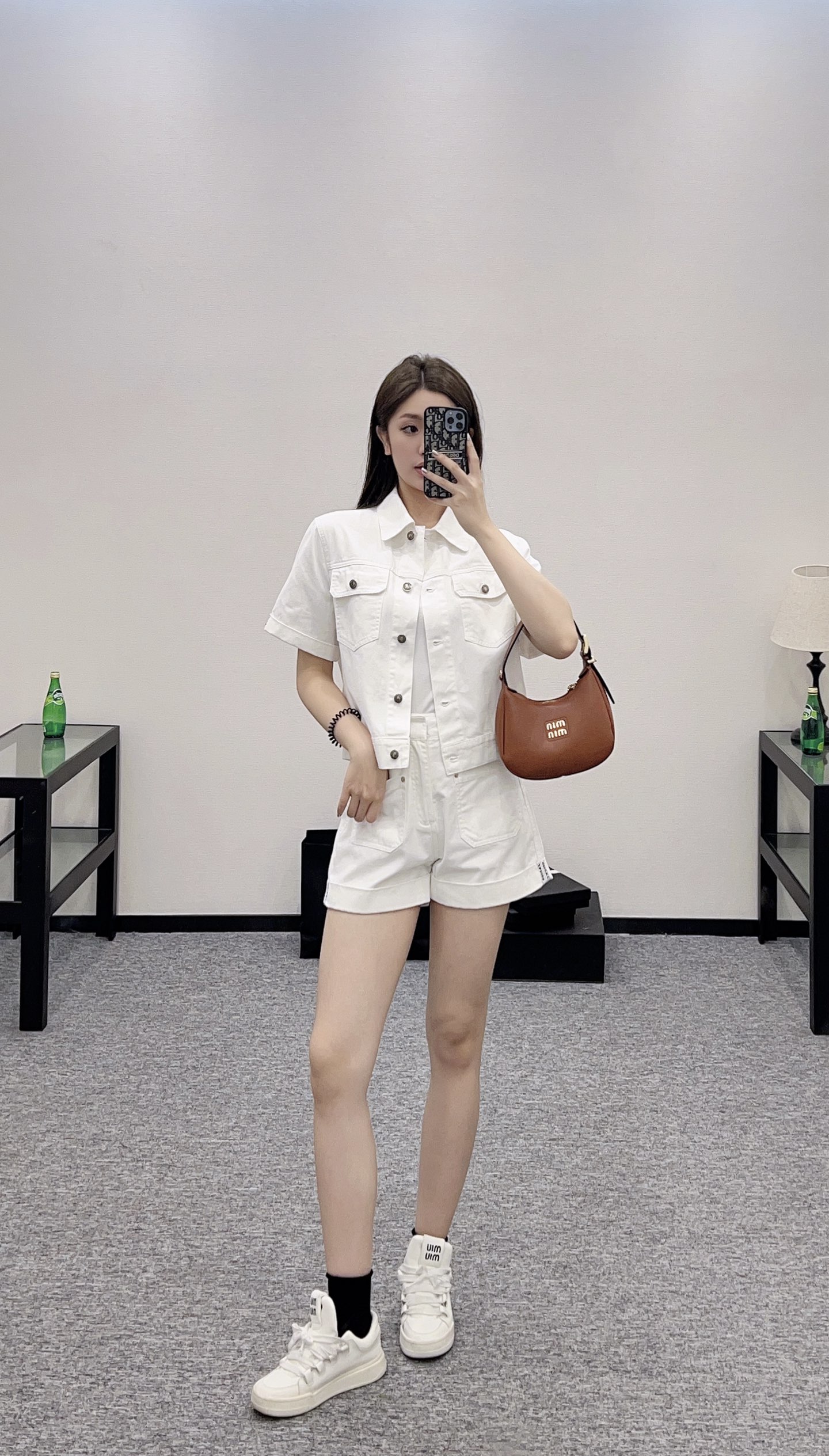 Denim jacket and shorts set