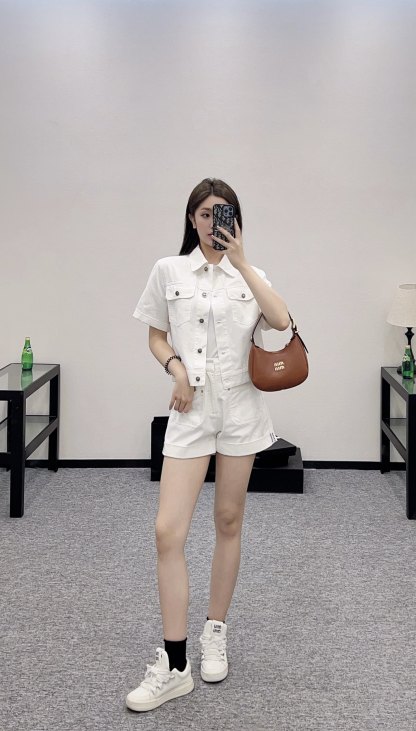 Denim jacket and shorts set