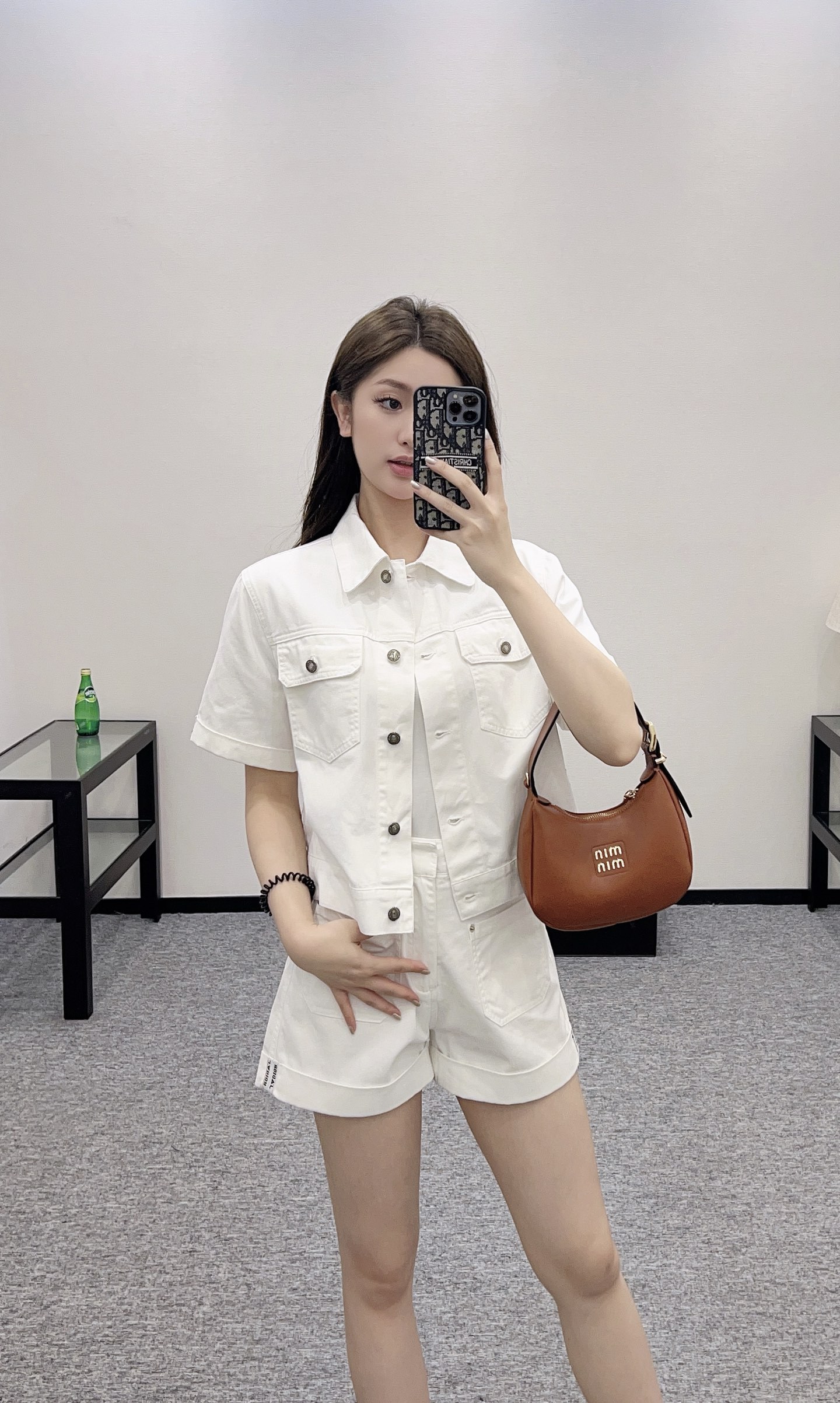 Denim jacket and shorts set