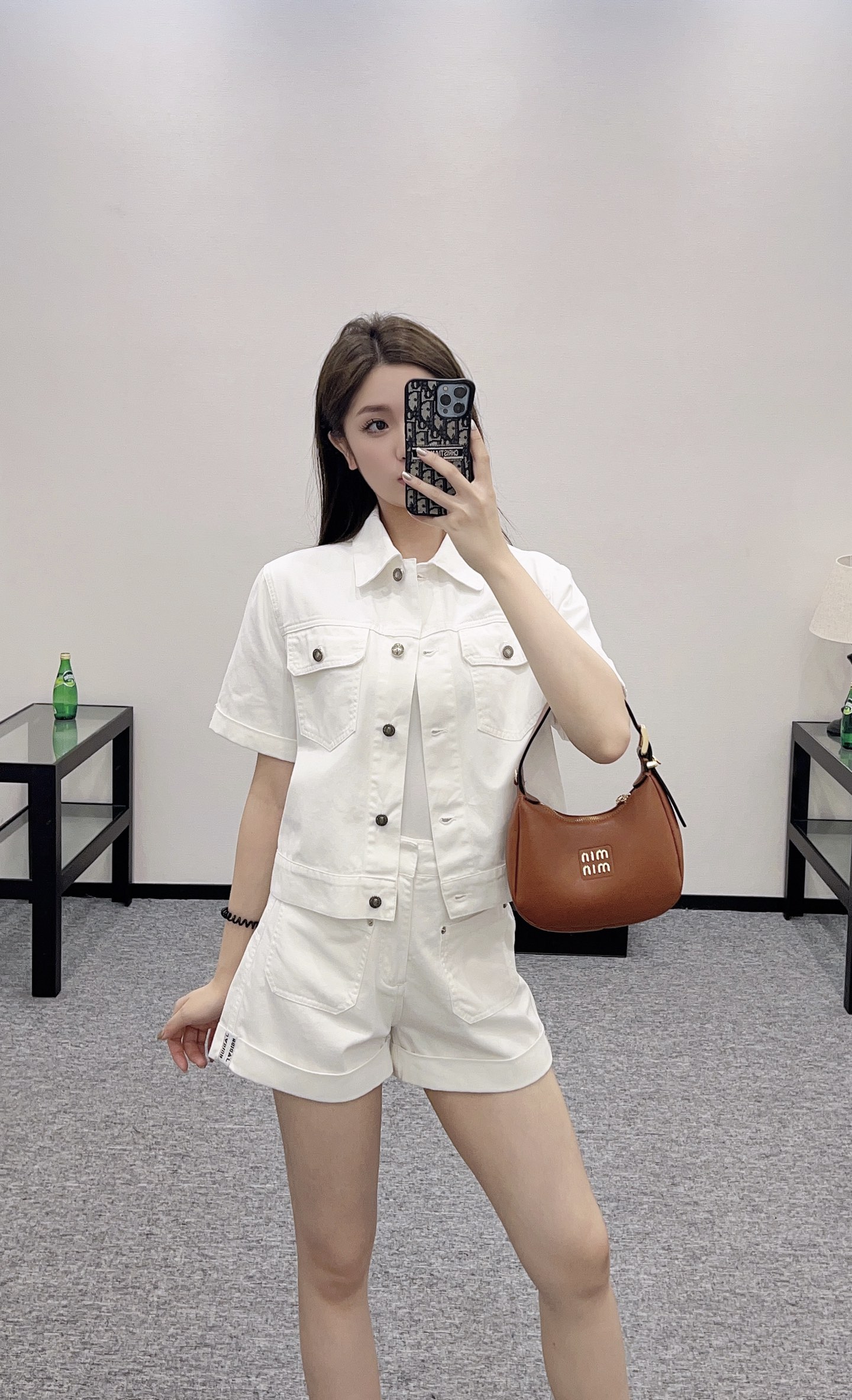 Denim jacket and shorts set