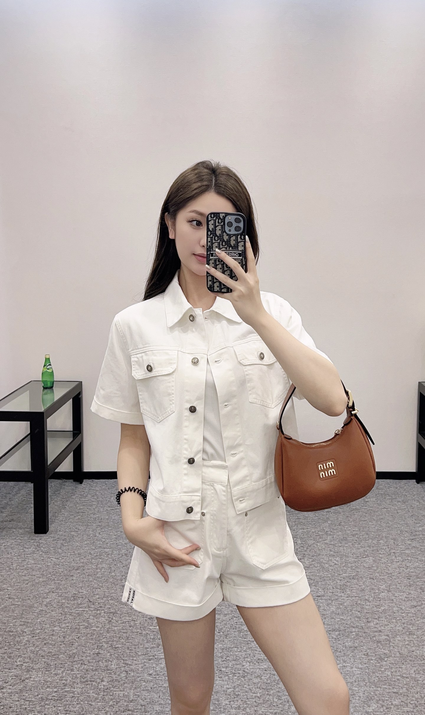 Denim jacket and shorts set