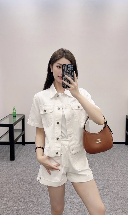 Denim jacket and shorts set