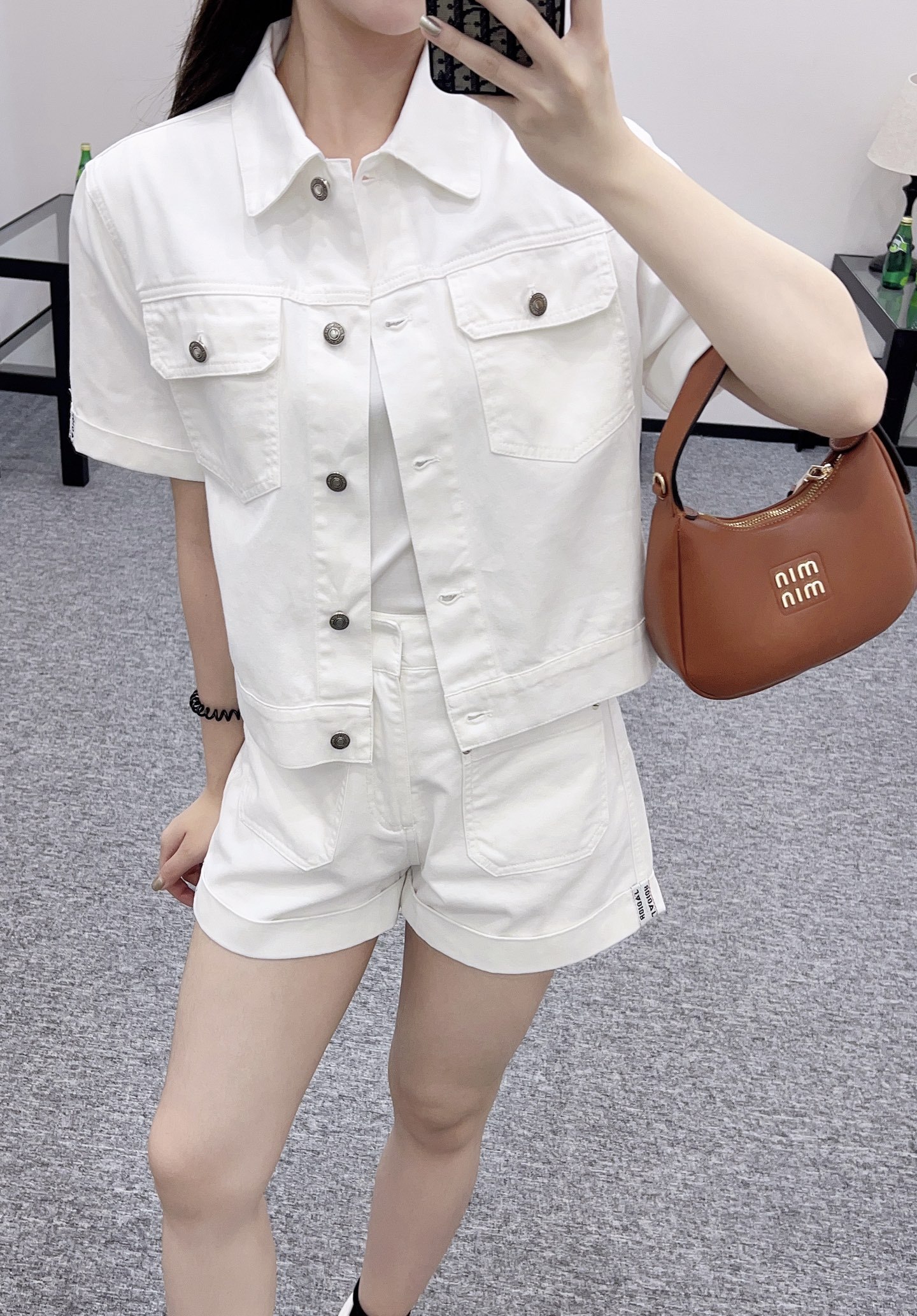 Denim jacket and shorts set