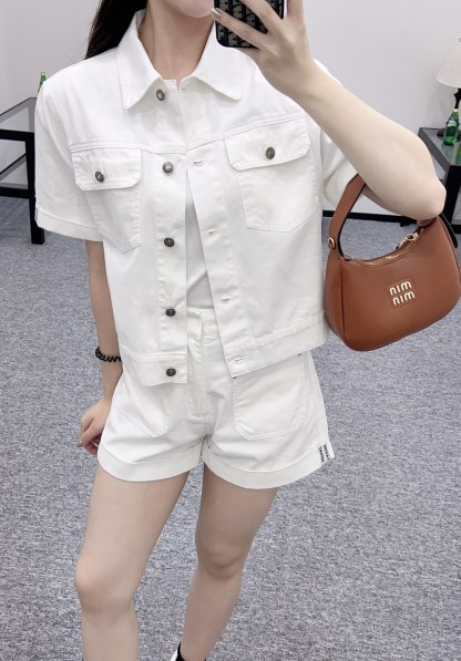 Denim jacket and shorts set