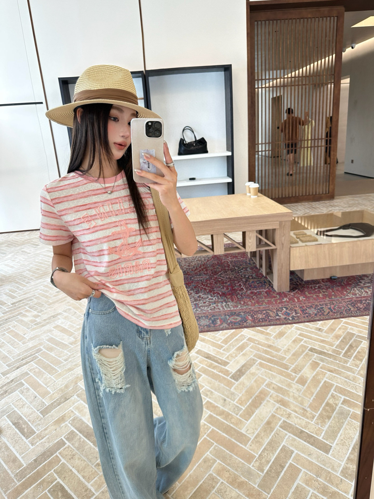 3D hook jacquard T-shirt