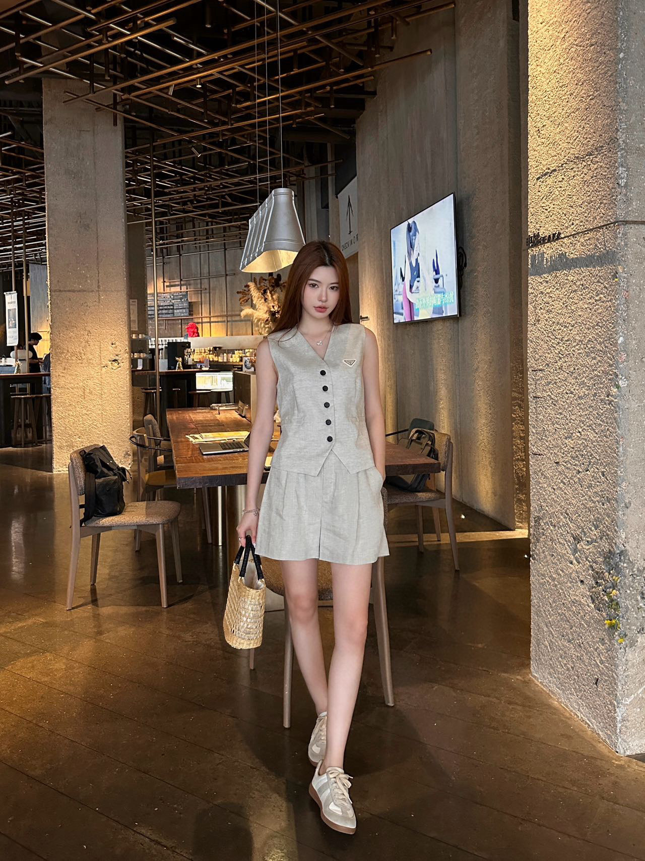 Casual vest shorts set