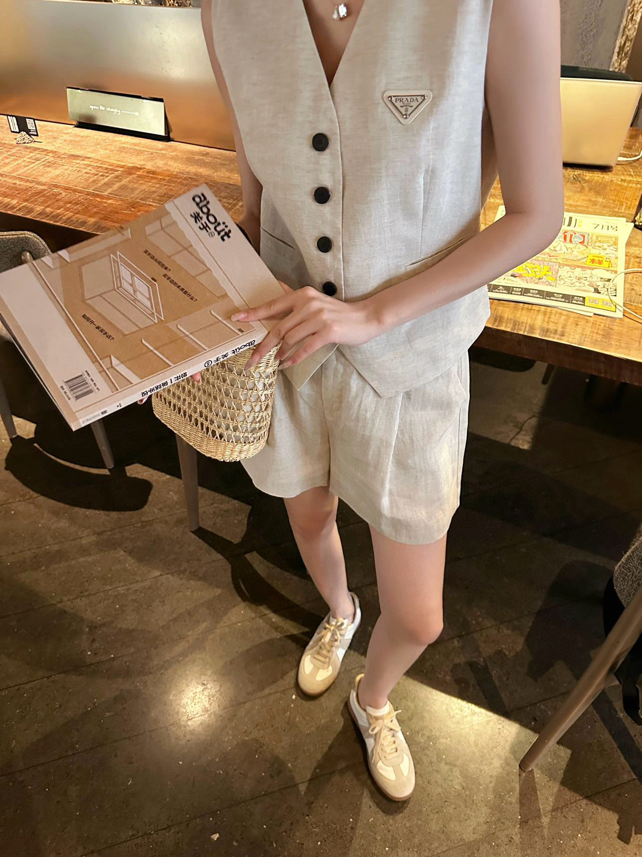 Casual vest shorts set