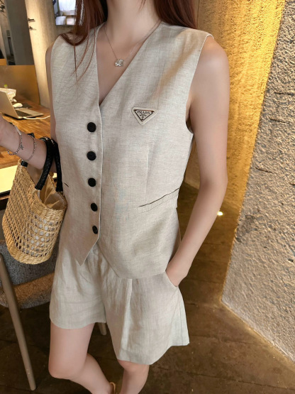 Casual vest shorts set