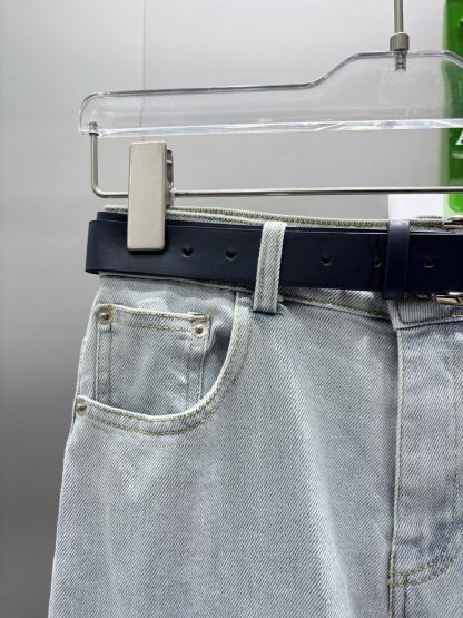 Back Pocket Embossed Lace Denim Pants