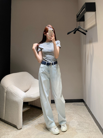 Back Pocket Embossed Lace Denim Pants