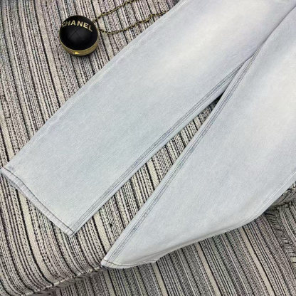 Back Pocket Embossed Lace Denim Pants