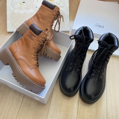 Lace-up platform ankle boots Motorcycle Martin boots